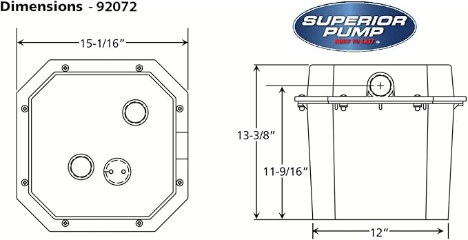 Superior Pump 92072-U 1/3 HP Remote Sink Drain Pump System, Black