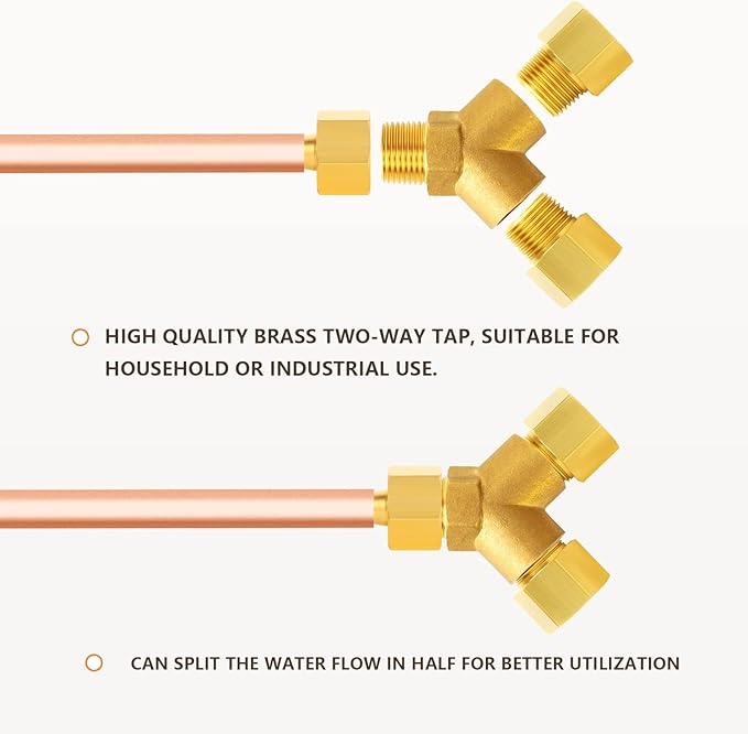 GASHER 2PCS Brass Pipe Fitting Male Branch Tee Y Adapter 3/8" NPT Female x 3/8" NPT Female x 3/8" NPT Male