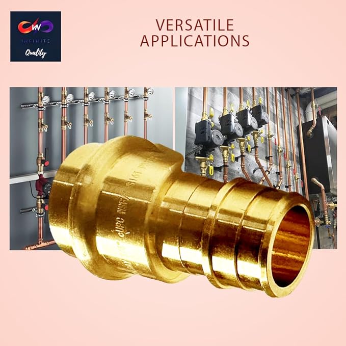 3/4 inch PEX Expansion Press Fitting 3/4-inch Crimp Coupling Brass Adapter For Copper and Pex Pipe Fittings Connection 3/4" (Pack of 10)
