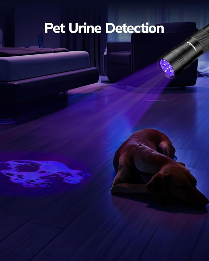 morpilot Black Light, 4 PCS 12 LEDs 395nm UV Blacklight Flashlights Detector for Pets Urine and Stains