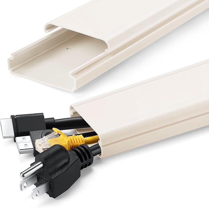 ZhiYo TV Cord Hider for Wall Mounted TV 34in(2X L17in), Large Cord Cover Wall, PVC Cable Management Raceway Kit, Wire Hider for Wall, Beige Wire Concealer, W2in x H0.7in