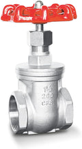1-1/2" NPT Stainless Steel Gate Valve, Heavy Duty Female x Female Thread Manual Rotary Sluice Valve with Wheel Handle for Water, Oil, Gas, Industrial Plumbing, and HVAC Systems (1-1/2", DN40)