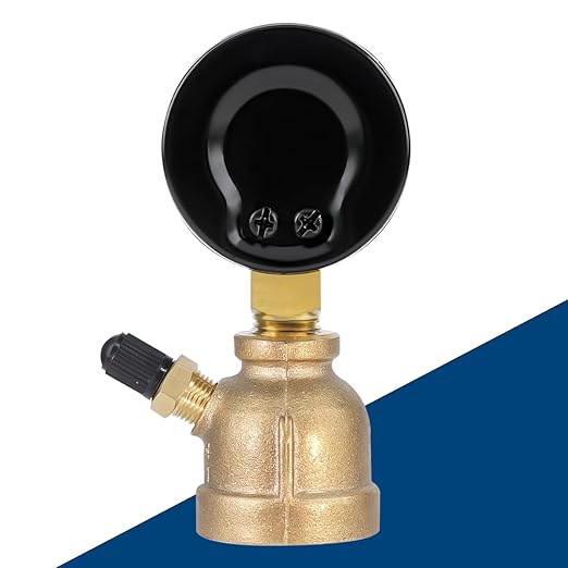 SENCTRL 0-100 Psi Gas Pressure Test Gauge, 2" Dial Size, 3/4" FNPT Connection, Brass Valve, Forged Brass Bell Shape Body Assembly