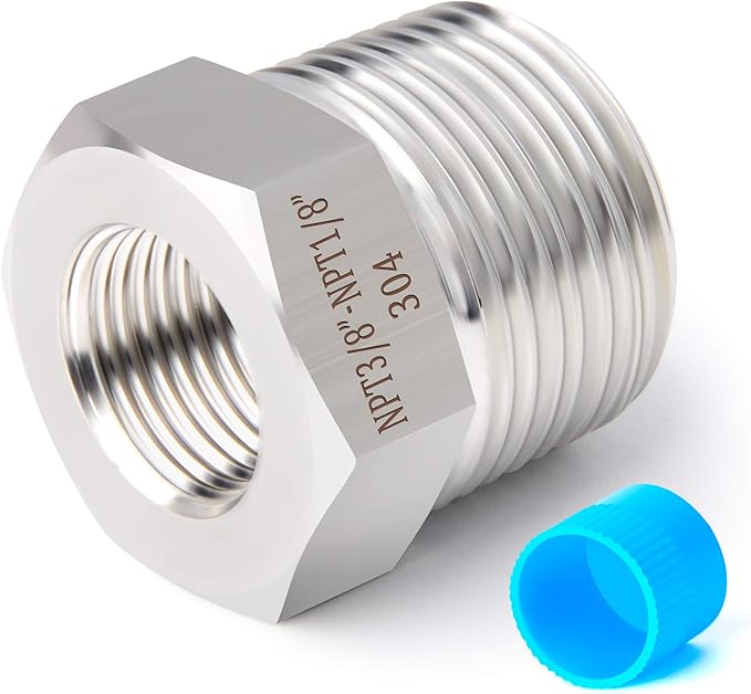 TAISHER 5PCS Forging of 304 Stainless Steel Reducer Hex Bushing, 3/8" Male NPT to 1/8" Female NPT, Reducing Forging Pipe Adapter Fitting