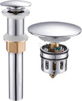 Bathroom Sink Drain, Vessel Sink Pop Up Drain with Detachable Basket Stopper,Anti-Explosion and Anti-Clogging Drain Strainer, Sink Drain Assembly Without Overflow Polished Chrome, REGALMIX RWF082A