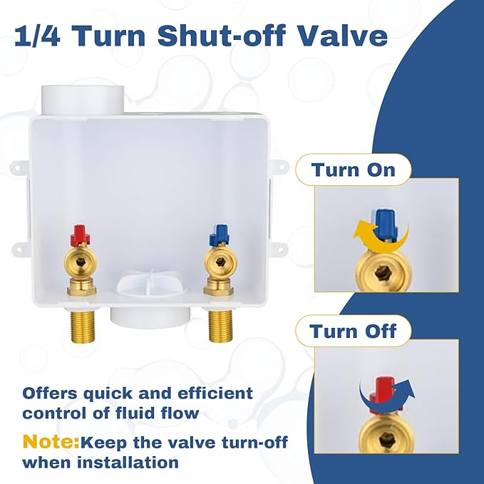 2-Pack GUOFIS Washing Machine Outlet Box,1/2 Inch Sweat MIP Inlet x 3/4 Inch MHT Outlet, Laundry Washer Box (Center Drain)