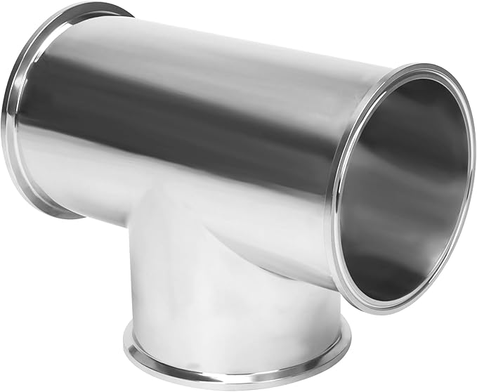 DERNORD Clamp Tee 3 Way Stainless Steel 304 with 3 Silicone Gaskets Fits 6" Tri Clamp, 152mm Pipe OD Sanitary Fittings
