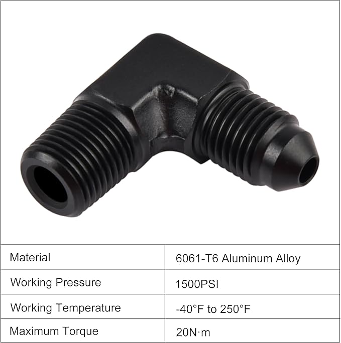 EVIL ENERGY 3AN to 1/8" NPT Male 90 degree Fitting Aluminum Balck