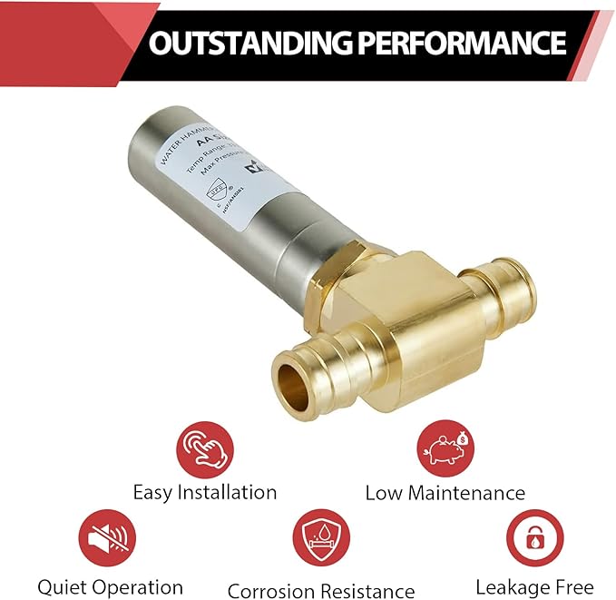 2-Pack EFIELD Water Hammer Arrestor MH-211 Pex-A Expansion Connection 1/2-inch Tee, Stainless Steel, ASTM F1960,(HAMMER009-2PCS)