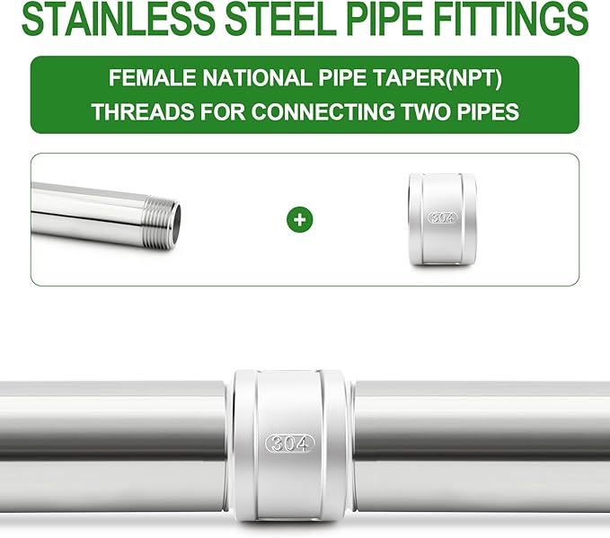 TAISHER 1PCS 304 Stainless Steel Cast Pipe Fitting, Coupling, 3" NPT Female Threaded