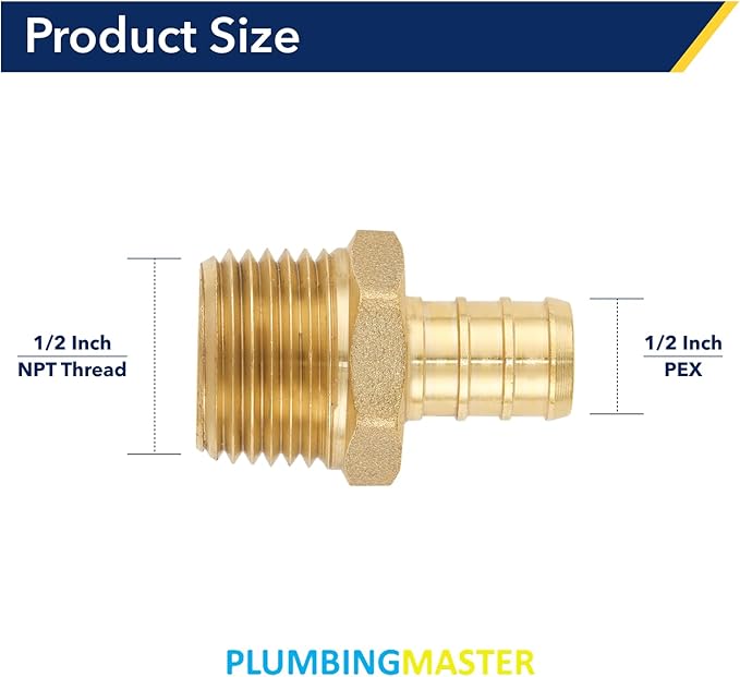 Brass Pipe Fitting 3/4 Male NPT * 3/4 PEX Adapter - Anti-Corrosion, Lead-Free, 5 Year Warranty, Easy Installation - Multiple Certifications for Plumbing Repairs (5Pack)
