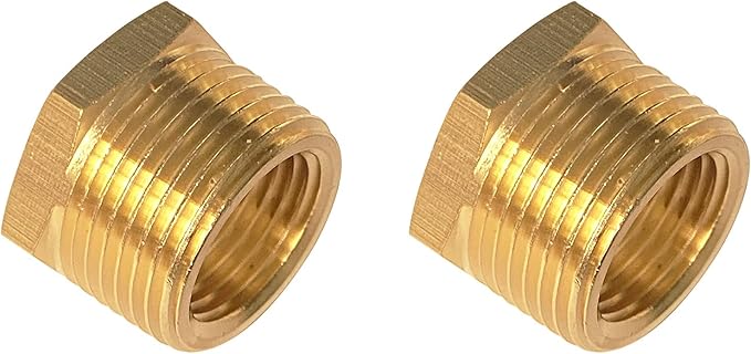 YOUHO 1/2 to 1/4 reducer Brass Threaded Pipe Fitting 1/2 Inch NPT Male x 1/4 Inch NPT Female Hex Bushing Adapter (Pack of10)