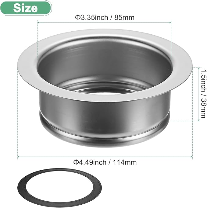 1-Pack Garbage Disposal Sink Flange, Kitchen Sink Replacement Accessories, Garbage Disposal Parts, Universal Flange Fit for 3-1/2 Inch Standard Sink Drain Hole [Silver]