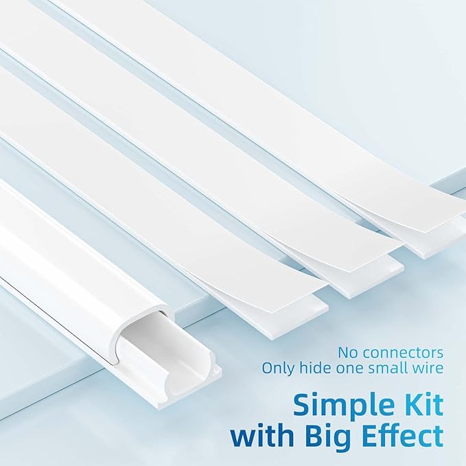 Yecaye 128in Mini Cord Hider for 1 Mini Wire, On-Wall Cord Cover Channel, Tape Wire Concealer, Cable Cover Cable Management for Home Office, W0.5in H0.31in, White
