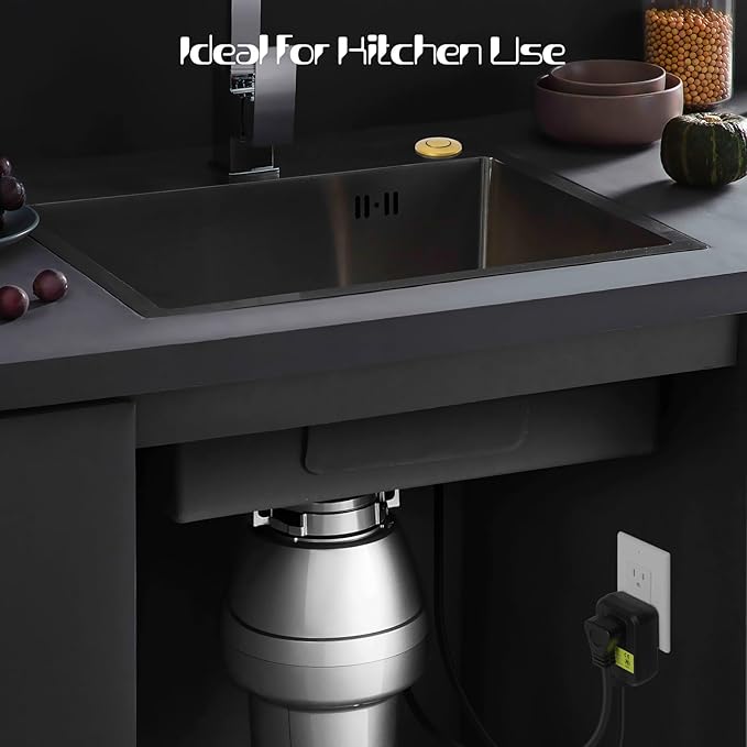Garbage Disposal Air Switch Kit Sink Top Waste Disposal Long Stainless Steel Golden Brushed On/Off Air Button Food and Waste Disposals Part by Etoolcity, UL Listed