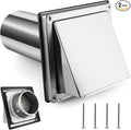 4" Dryer Vent Cover Outside with Screen, Hooded Wall Vent with Non-Return Flap for Kitchen Range Hood Dryer Ventilation (with Detachable Extended Pipe Vent Hood, Stainless Steel)