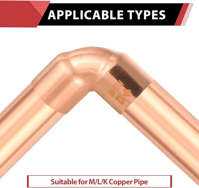 EFIELD 1-1/4" C X C Short Radius Copper 90 Degree Elbow, LF Copper Plumbing Fittings with Sweat Solder Connection,(COPPER076)