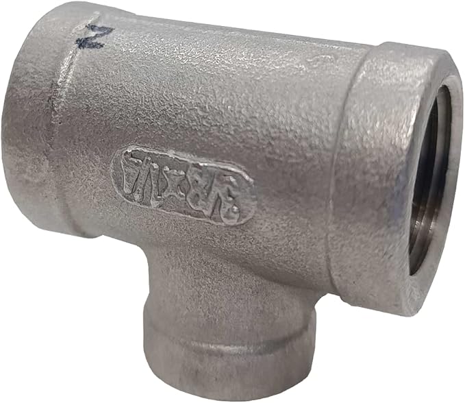 AF Hydro Stainless Steel SS316 Reducing Tee Pipe Fitting, 1 1/4''NPT x 1 1/4''NPT x 1/2''NPT Female Thread, Pressure Rating up to 150 PSI, Class 150 Reducer Connector Adapter