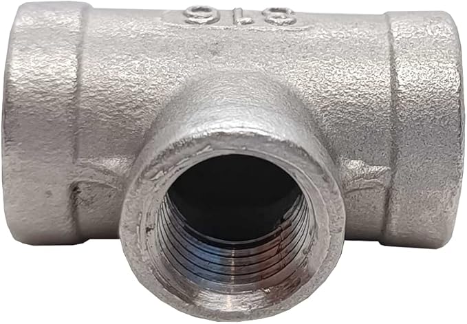 AF Hydro Stainless Steel SS316 Reducing Tee Pipe Fitting, 1 1/4''NPT x 1 1/4''NPT x 1/2''NPT Female Thread, Pressure Rating up to 150 PSI, Class 150 Reducer Connector Adapter