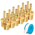 JoyTube 12 Pcs Hose Barb Fittings 1/8" Barb to 1/4" NPT Male Thread Brass Metals Adapter connector with Teflon Tape