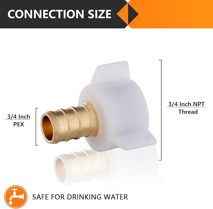 2-Pack HeSun PEX Fittings, 3/4" Pex x 3/4" Female NPT Swivel Adapter, Brass Crimp Fitting for ASTM F1807(PEX1807203)
