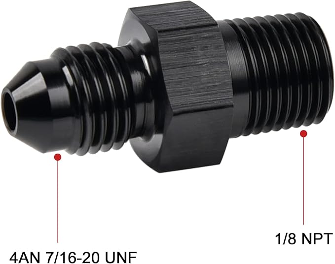 EVIL ENERGY 4AN Male Flare to 1/8" NPT Pipe Fitting Adapter Aluminum Straight Black