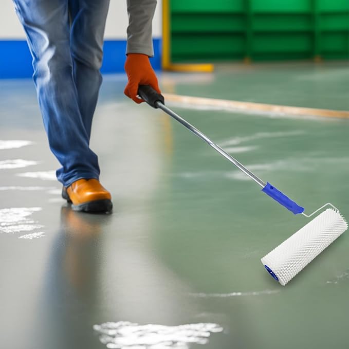 9 Inch Latex Floor Self Leveling Screed Spiked Roller for Epoxy Floor, Screed Compound Roller Bubble Remove Tool (1 Roller + 1 Frame)