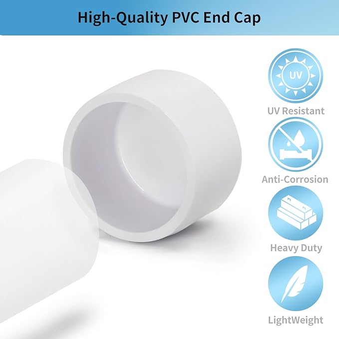 LESSO 2PCS 3" PVC End Cap, Pipe Fitting Furniture Grade, 3" PVC Pipe Plug Adapter for Build Furniture DIY Garden Shelf, SCH40 White