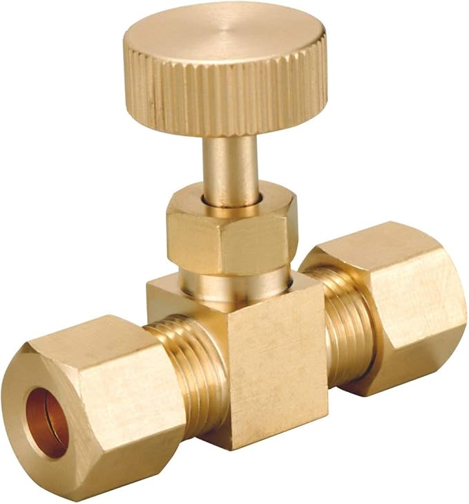 2 Pack Brass Replacement Control Needle Valve 1/4" OD Compression X 1/4" OD Compression