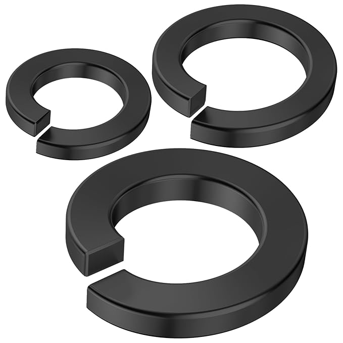 Lock Washer kit for Screws and Bolts, (#4#6#8#10#12 1/4 5/16 3/8 1/2 Stainless Steel 304 and Black) Split Lock Washer Set, Suitable for Factory Maintenance, Kitchen, Store and Outdoor