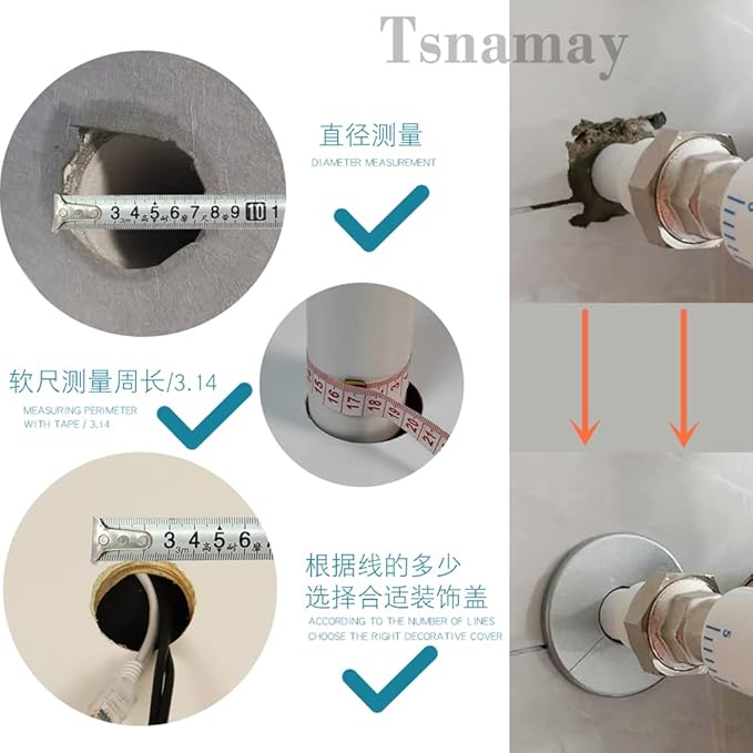 2 Pcs Wall Split Flange, ABS Round Self-Adhesive Escutcheon Plate Buckles Design for 1.3"/33mm,Black