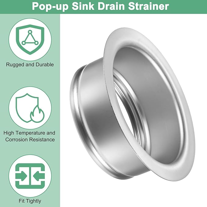 1-Pack Garbage Disposal Sink Flange, Kitchen Sink Replacement Accessories, Garbage Disposal Parts, Universal Flange Fit for 3-1/2 Inch Standard Sink Drain Hole [Silvery White]