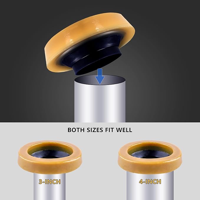 Wax Ring Toilet Kit,Includes Flanges and Bolts for reinstalling The Toilet,Fits 3-inch or 4-inch Waste Lines(2 PCS)
