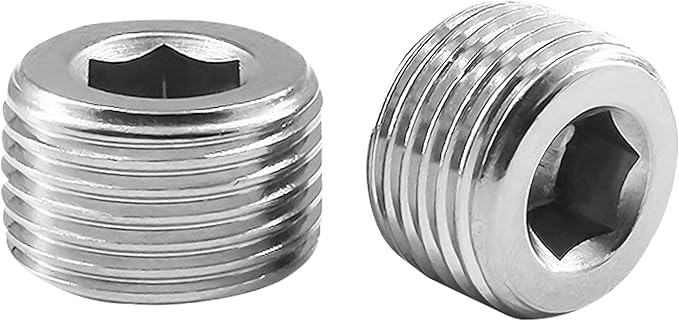 Stainless Steel 304 Hex Socket Plug, 3/8" NPT Male, Pack of 10