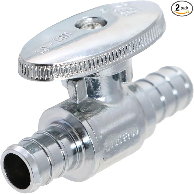 XFITTING 1/2 Inch Pex Mini Straight Ball Valve, Full Port, 1/4 Turn, Brass, 24-1-1=2X, 2 Pieces