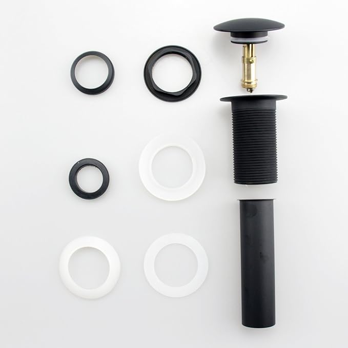 Bathroom Lavatory Vanity Vessel Sink Drain, Pop Up Drain Stopper Without Overflow, Black