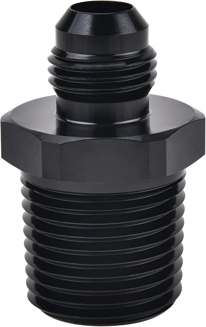 EVIL ENERGY 6AN Male Flare to 1/2" NPT Pipe Fitting Adapter Aluminum Straight Black