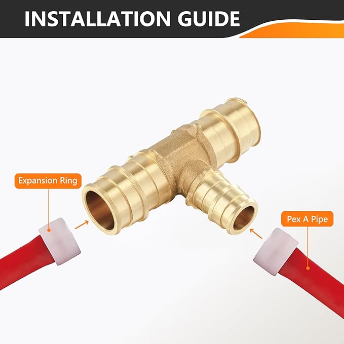 40-Pack HeSun PEX-A Fitting, 3/4"x3/4"x1/2" Expansion Tee, PEX Expansion Fitting Tee, ASTM F1960(PEX1960120-40)