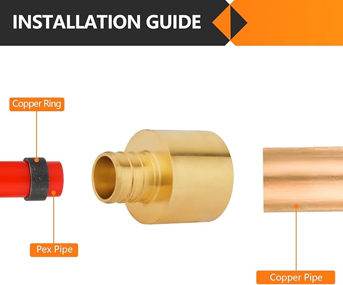 5-Pack HeSun PEX Fittings, 3/4" PEX x 1" Female Sweat Adapter (Over Copper Tube), Brass Crimp Fitting for ASTM F1807(PEX1807135)