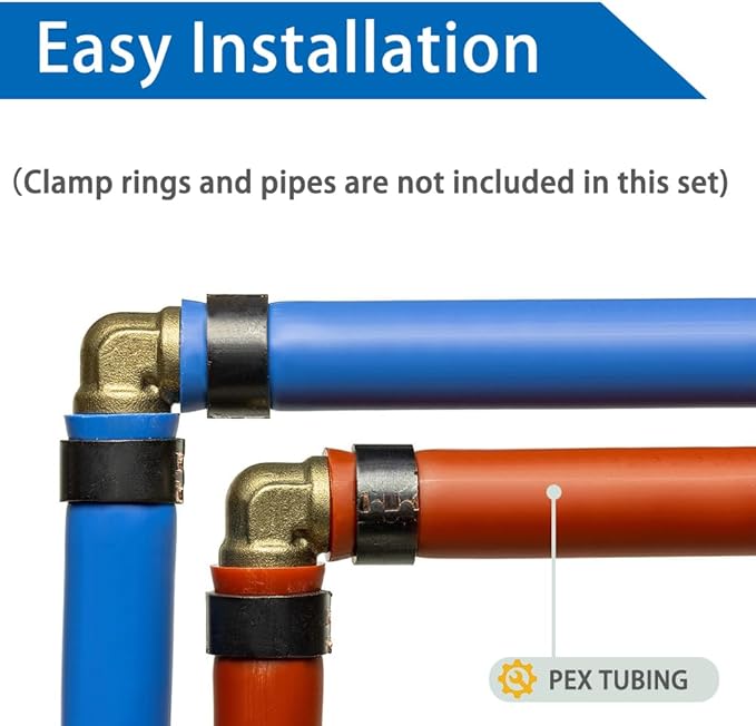 Hooshing 9PCS 3/4 Inch 90 Degree Elbow PEX Fitting Solid Brass Barb Crimp Fittings for PEX Pipe Hose