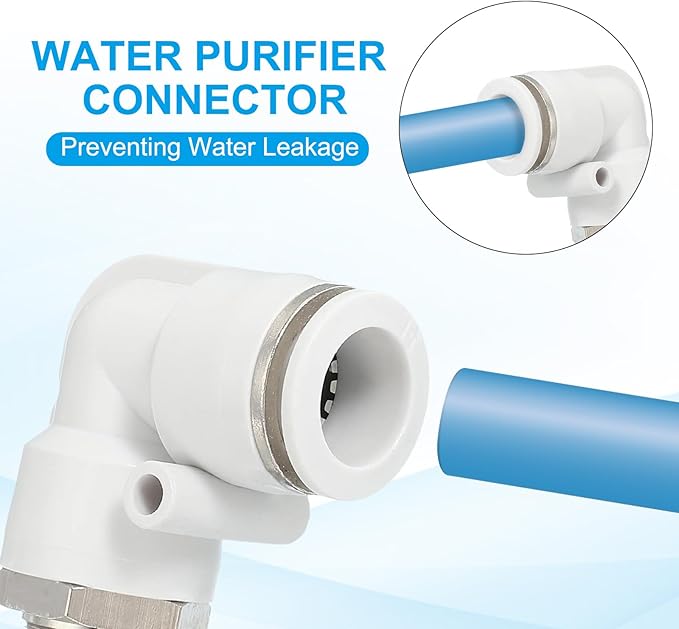 PATIKIL Push to Connect Fitting, 5 Pack Pneumatic Air Elbow Quick Connector 3/8"PT Male Thread x 14mm Tube 90 Degree Connect Tubing Elbow Air Tube Fitting Pneumatic Quick Adapter, White