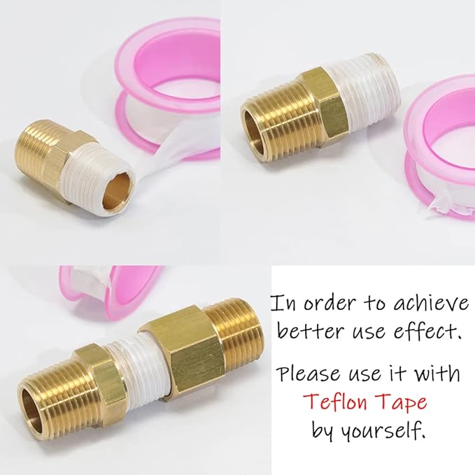8PCS 1/8 Inch NPT Brass Hex Nipple Coupling 1/8" NPT x 1/8" NPT Female Threaded Equal Diameter Coupler Air Hose Pipe Fittings Adapter for Water/Oil/Gas