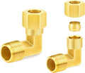 ChillWaves Brass Compression Tube Fitting, 1/2" OD x 1/2" NPT Male 90 Degree Elbow Compression Union Connector(2-PACK)