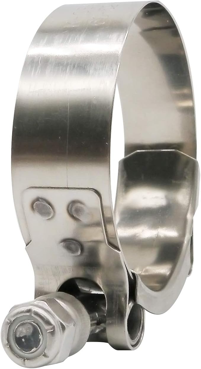 ROADFORMER 35mm - 40mm T-Bolt Hose O.D. Clamp - Working Range 1.38" - 1.57" for 1.5" Hose OD not I.D., Stainless Steel Bolt, Stainless Steel Band Floating Bridge and Nylon Insert Locknut, 2 pack