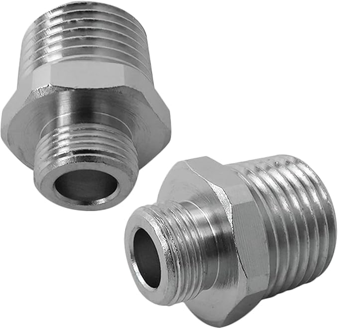 2x RV Faucet Adapter, Brass 1/2 male to 3/8 male Reducer Compression Fitting Universal Upgrade for Connecting Two Threaded Pipes