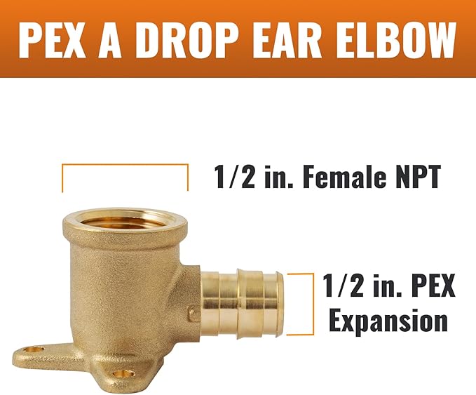 SUNGATOR 4 Pack PEX A Expansion 1/2" x 1/2" Female NPT Drop Ear Elbow, ASTM F1960 ONLY For Pex-A Tubing
