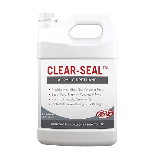 Rain Guard Water Sealers - CLEAR-SEAL - Professional Sealer and Finish Coat For Decorative Concrete, Stone, and Other Masonry Surfaces - Acrylic Urethane Coating - High Gloss - Ready To Use - 1 Gallon