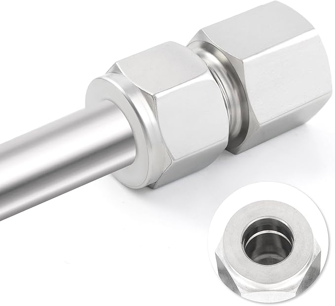 Yoebor Stainless Steel 304 Compression Tube Fitting Coupler with Double Ferrules 1/4" Tube OD x 3/8" NPT Female Adapter,Pack of 2