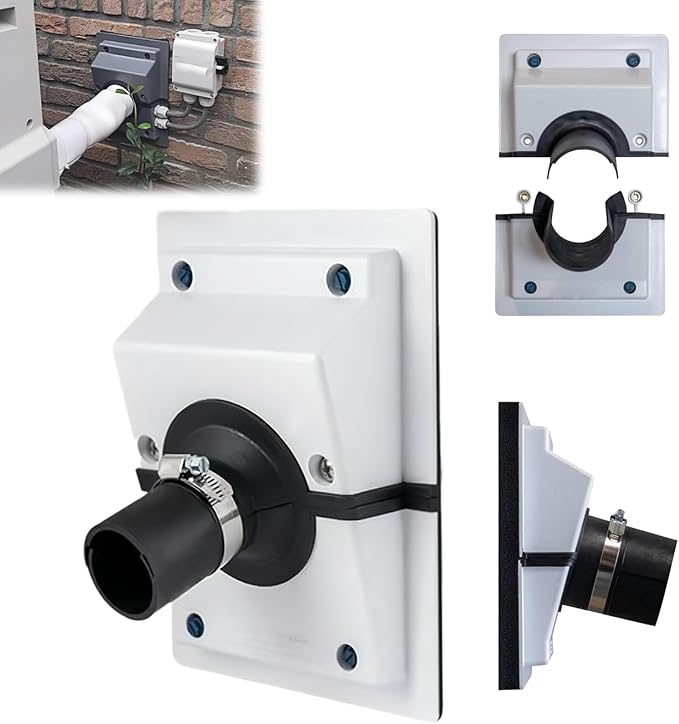 HVAC Wall Penetration & Line-Set Cover Kit, Easy-Install Wall Sleeve for Mini Splits & AC Systems, Weatherproof Universal Fit (White Sealing Plate, S（Pipe 4.5 CM）)