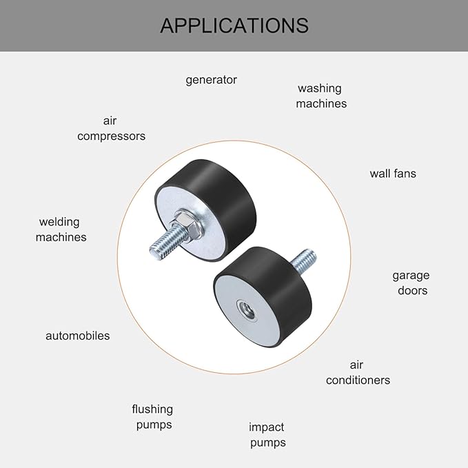 uxcell 4pcs M8x23mm Rubber Isolator Mounts with Studs 40x20mm Male Female Vibration Shock Absorber Zinc Plated Cylindrical Thread Mounts Anti Vibration Isolators with 4pcs M8 Lock Nuts